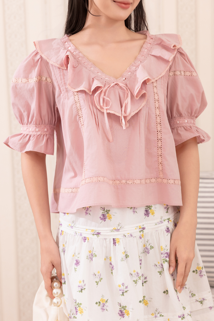 Áo blouse Buttercup - Hồng đỗ