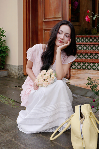 Áo bèo Claire ruffle blouse - Pink (không bao gồm áo lót trong)