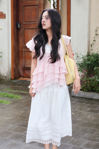 Áo bèo Claire ruffle blouse - Pink (không bao gồm áo lót trong)