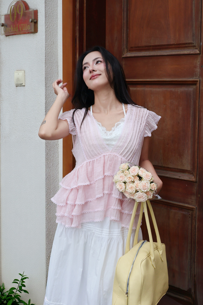 Áo bèo Claire ruffle blouse - Pink (không bao gồm áo lót trong)