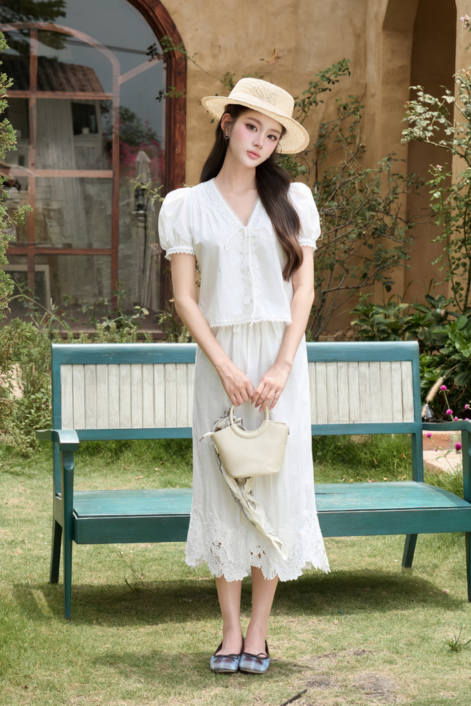 Chân váy midi Betty - Trắng