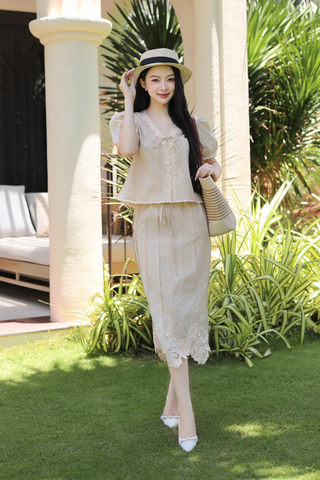 Chân váy midi Betty - Trắng