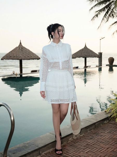 Váy Camellia Cotton Lace Skirt - Black