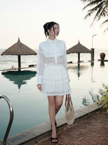 Váy Camellia Cotton Lace Skirt - Black