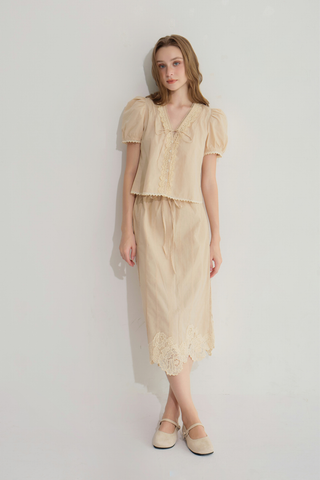 Chân váy midi Betty - Trắng