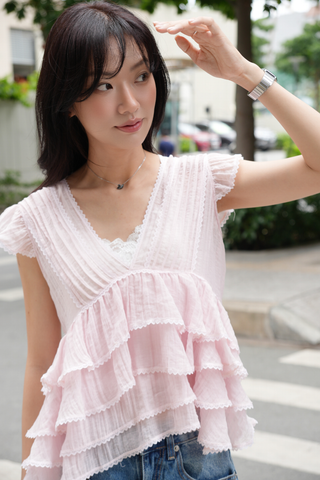 Áo bèo Claire ruffle blouse - Hồng (không bao gồm áo lót trong)