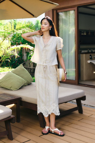Chân váy midi Betty - Trắng