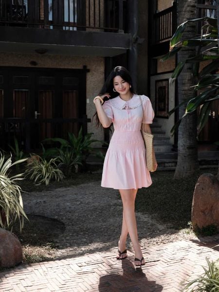 Oversized-collar shirt dress