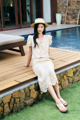 Chân váy midi Betty - Trắng