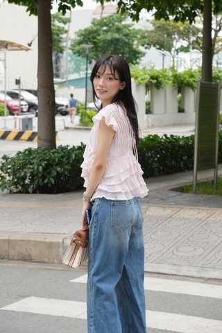 Áo bèo Claire ruffle blouse - Hồng (không bao gồm áo lót trong)