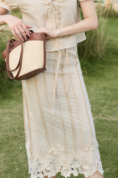 Chân váy midi Betty - Beige nâu