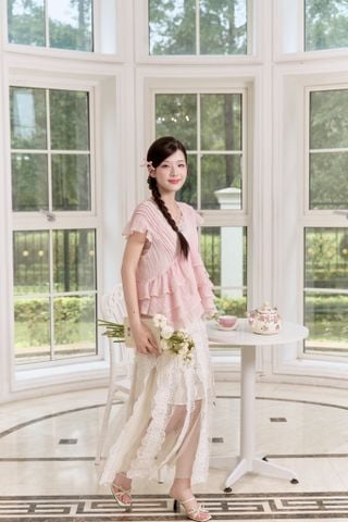 Áo bèo Claire ruffle blouse - Blue (không bao gồm áo lót trong)