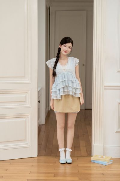 Áo bèo Claire ruffle blouse - Pink (không bao gồm áo lót trong)