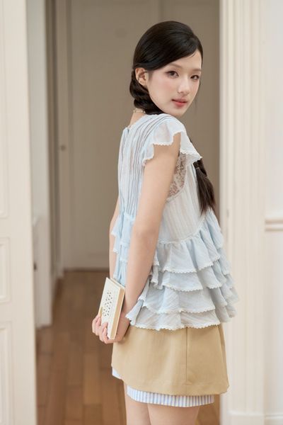 Áo bèo Claire ruffle blouse - Pink (không bao gồm áo lót trong)