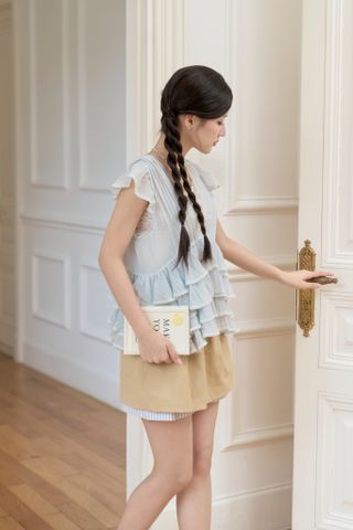 Áo bèo Claire ruffle blouse - Pink (không bao gồm áo lót trong)