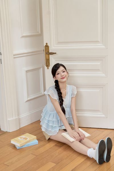 Áo bèo Claire ruffle blouse - Blue (không bao gồm áo lót trong)