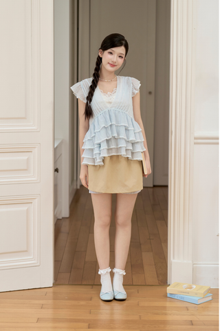 Áo bèo Claire ruffle blouse - Blue (không bao gồm áo lót trong)