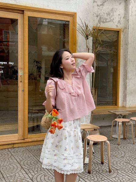 Áo blouse Buttercup - Hồng đỗ