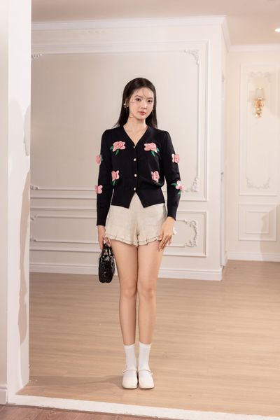 Áo Cardigan Rosette - Kem