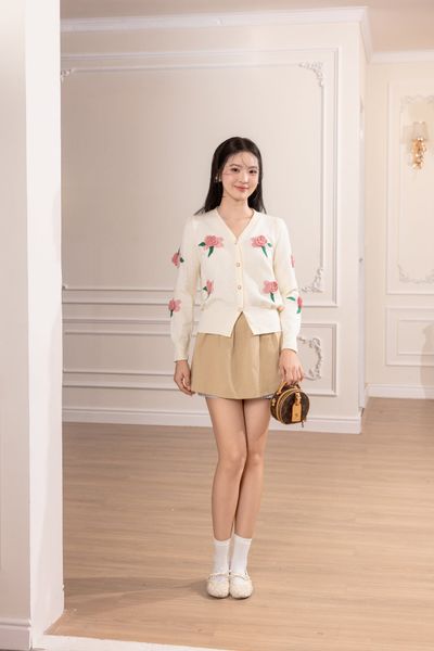 Áo Cardigan Rosette - Đen