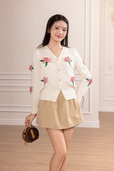 Áo Cardigan Rosette - Đen