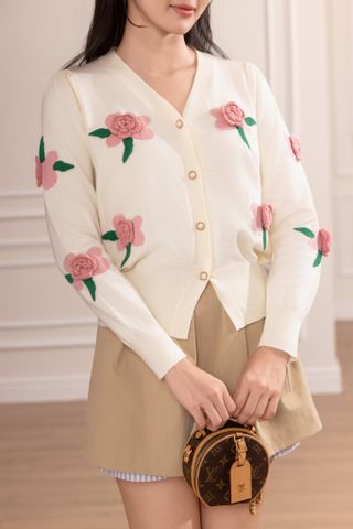 Áo Cardigan Rosette - Đen