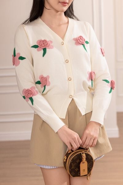 Áo Cardigan Rosette - Kem