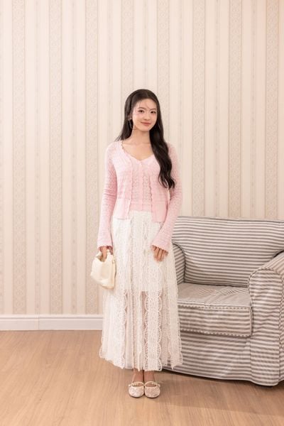 Set áo len Bella - Hồng