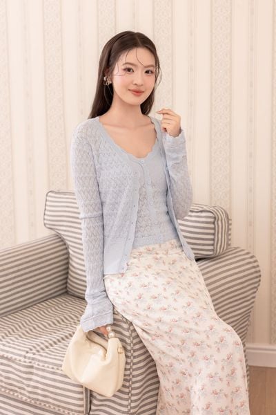 Set áo len Bella - Xanh