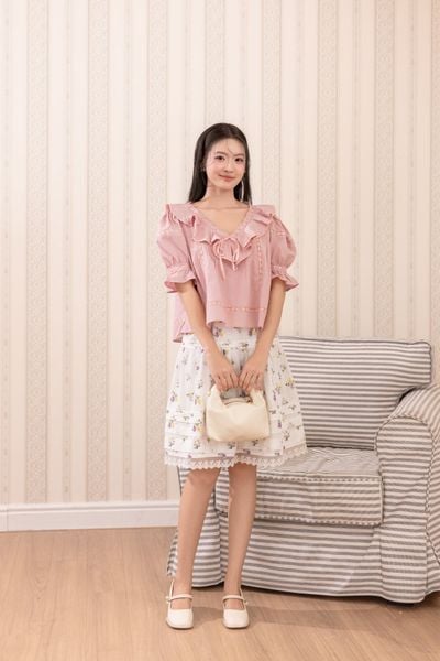Áo blouse Buttercup - Hồng đỗ