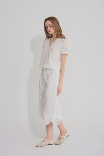 Chân váy midi Betty - Trắng