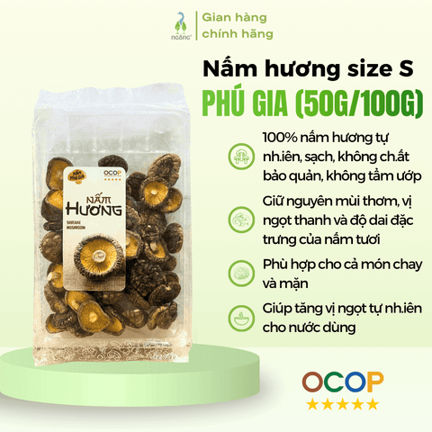 Nấm hương khô Phú Gia size S/M/L 50g - 150g