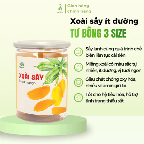 Xoài sấy dẻo Tư Bông ít đường 120g, 150g, 500g