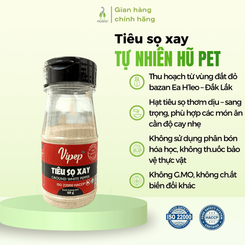 Tiêu sọ xay tự nhiên Vipep hũ nhựa PET 50g