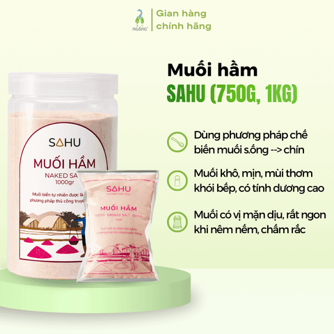 Muối hầm Sahu chính hãng Sa Huỳnh Quảng Ngãi 1kg, 750gr