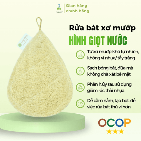 Miếng rửa chén hình giọt nước Làng Mướp loại to, nhỏ