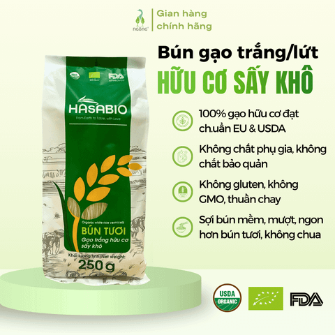 Bún tươi gạo trắng/lứt HASABIO sấy khô 250g
