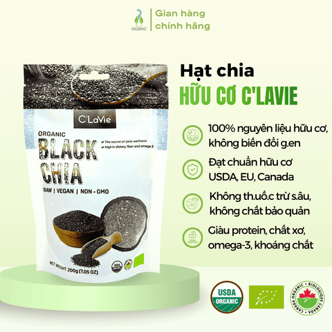 Hạt chia đen hữu cơ C'LaVie túi 200g