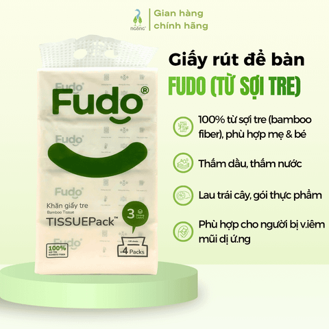 Thùng khăn giấy rút để bàn 3 lớp Fudo 5 lốc x 4 gói x 130 khăn