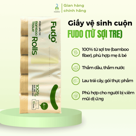Thùng giấy vệ sinh không lõi Fudo 4 lớp 3 lốc x 10 cuộn