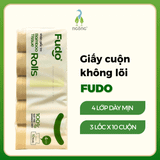 Thùng giấy vệ sinh không lõi Fudo 4 lớp 3 lốc x 10 cuộn
