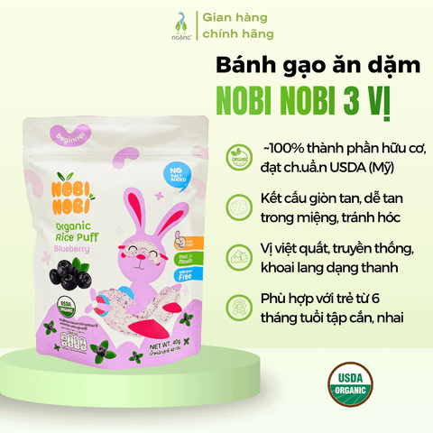Bánh gạo ăn dặm Nobi Nobi 3 vị cho trẻ 6 tháng+ 40g