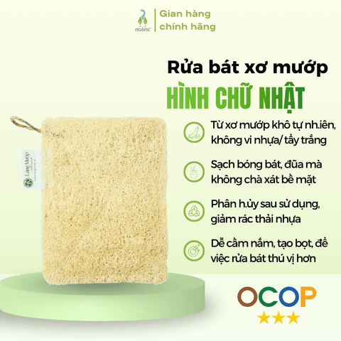 Miếng rửa chén hình chữ nhật Làng Mướp cỡ to, nhỏ