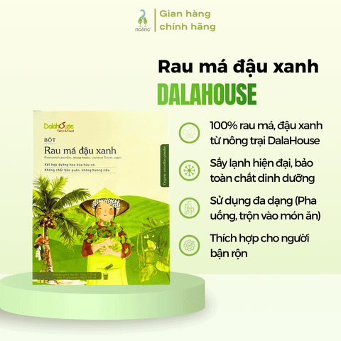 Bột rau má đậu xanh DalaHouse hộp 10 gói x 20g
