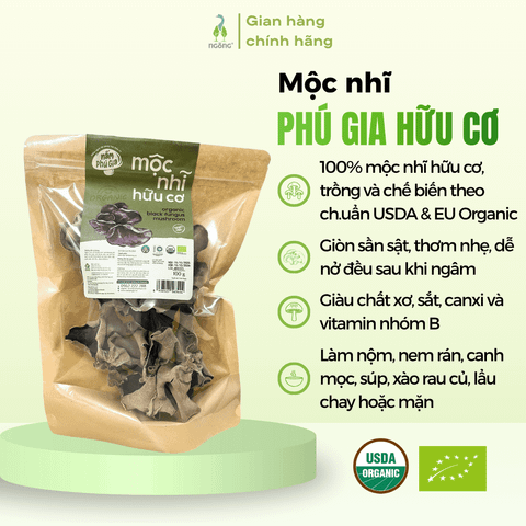 Mộc nhĩ hữu cơ Nấm Phú Gia 100g