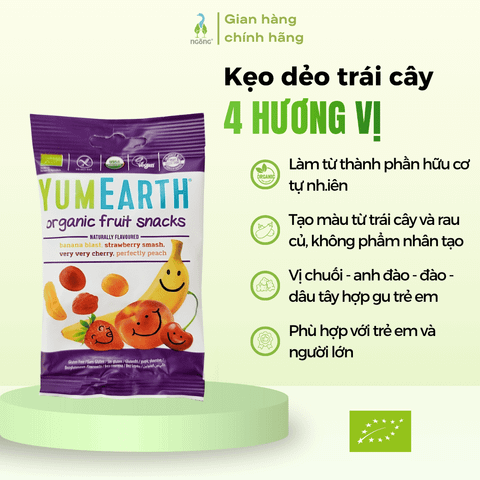 Kẹo dẻo chipchip YumEarth hữu cơ 4 vị trái cây 50g