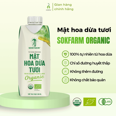 Mật hoa dừa tươi SokFarm hữu cơ UHT 330ml