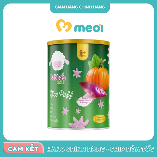 Bánh gạo Babba's vị khoai lang tím, bí đỏ 35g 6M+