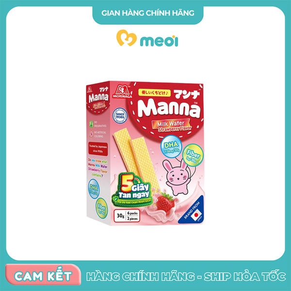 Bánh xốp sữa Manna hương dâu 30g 6M+