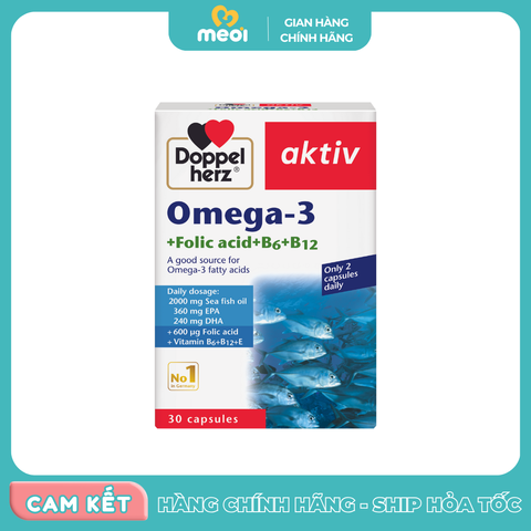  TPCN Doppelherz Omega3 + Folic acid + B6 + B12 30 viên 